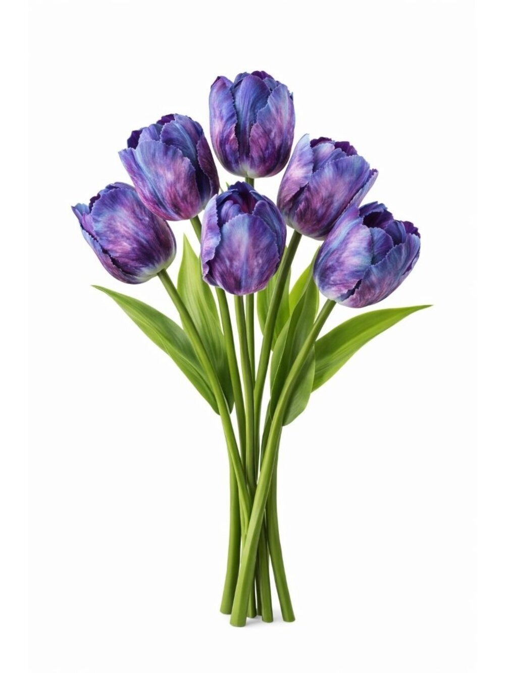 Purple Real Touch Artificial Tulip Bouquet, 6 Stem 14 Inch Faux Flowers, Fall We